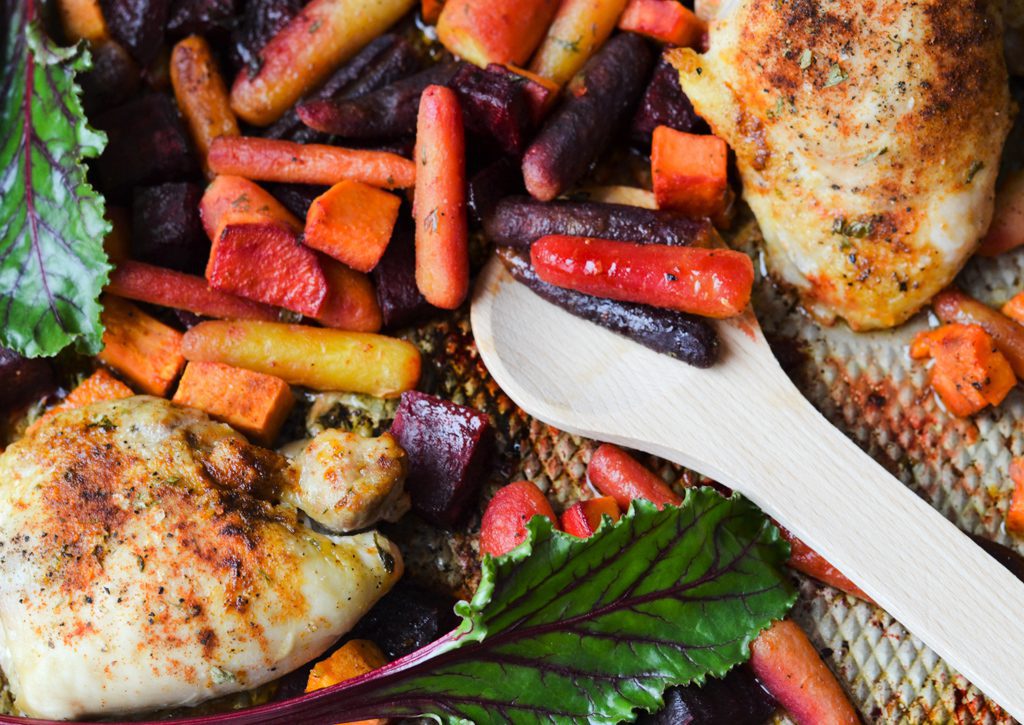 Sheet Pan Roasted Chicken and Root Vegetables