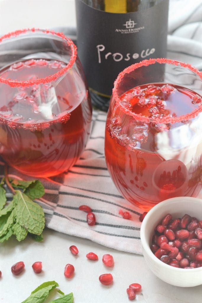 Pomegranate Mint Prosecco Cocktail