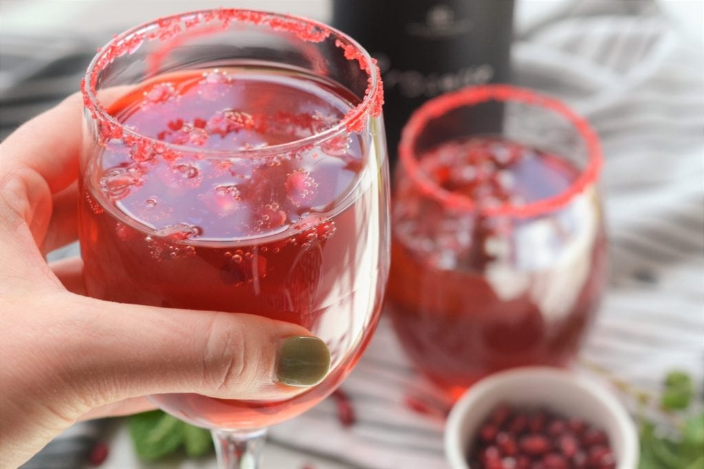 Pomegranate Mint Prosecco Cocktail