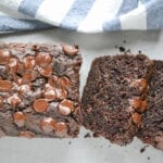 Baked Chocolate Zucchini Bread with melted chocolate.