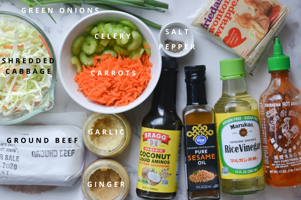 Ingredients needed for Egg Roll in a bowl. 