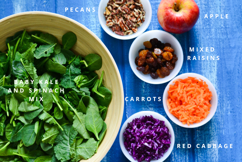 ingredients for kale apple salad