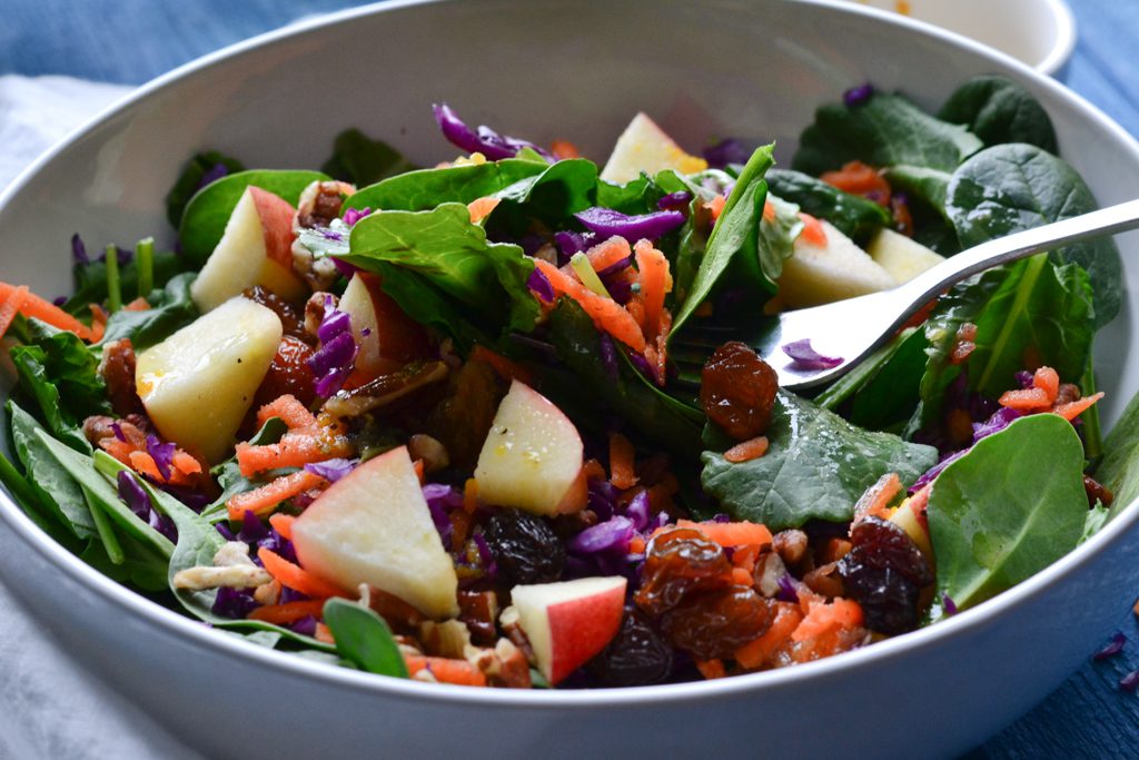 Kale Apple Pecan Salad with Citrus Honey Dressing