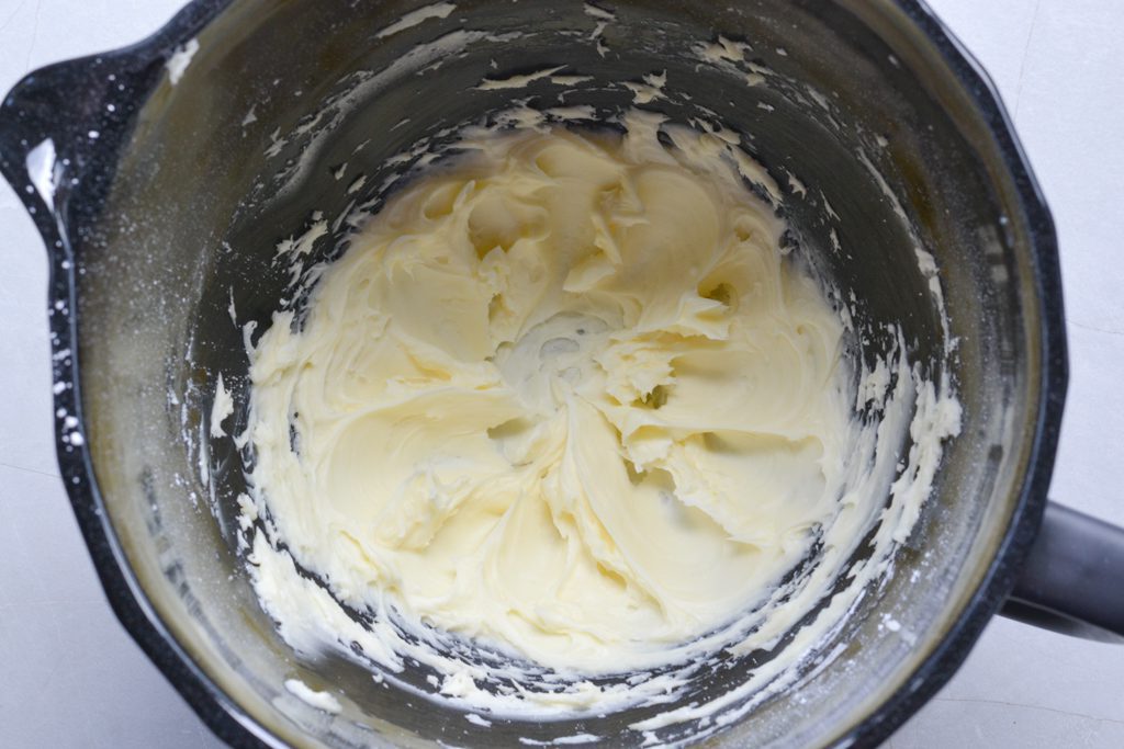 making the frosting for Gluten Free Wacky Cake
