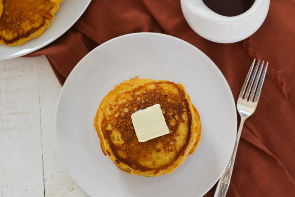 Pumpkin Pancakes With Pancake Mix with butter